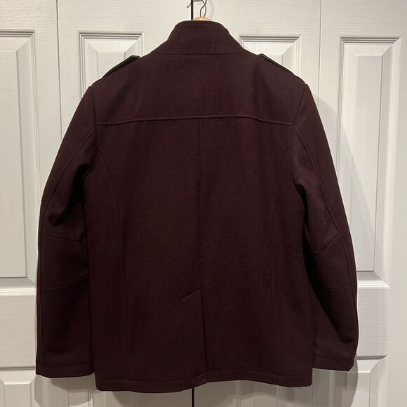 Kenneth Cole New York Maroon Wool Blend‎ Double Breasted Pea Coat Size M - Picture 9 of 16